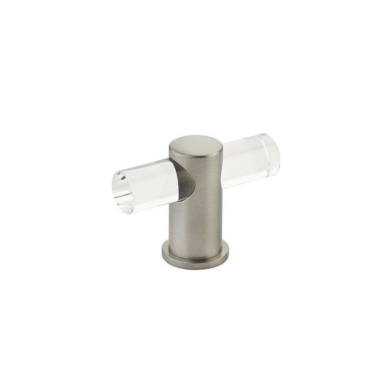 Schaub T-Knob, Adjustable clear acrylic, Satin Nickel, 2" 401-15