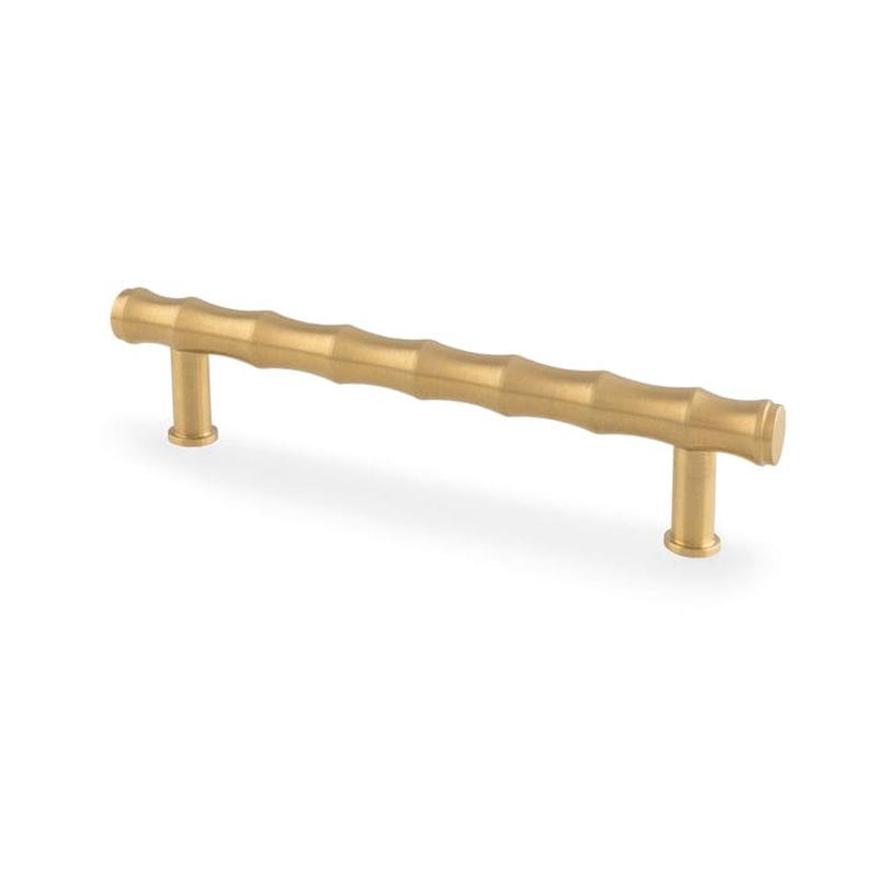 Alexander & Wilks Crispin Bamboo T-bar Cupboard Pull Handle - Satin Brass PVD - 128mm Centres