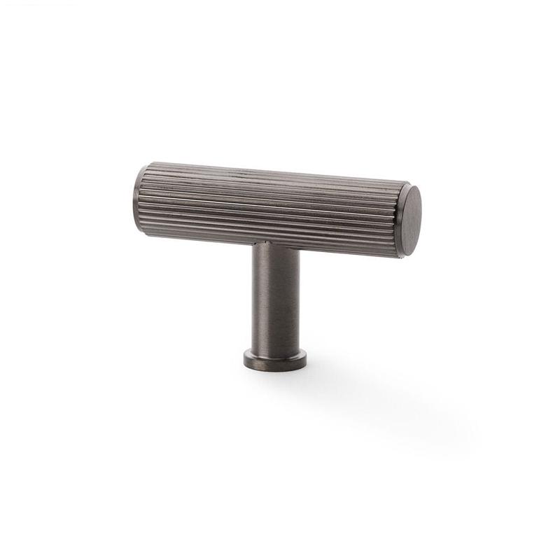Alexander & Wilks Crispin Reeded T-bar Cupboard Knob - Dark Bronze PVD