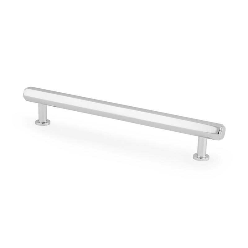 Alexander & Wilks - Vesper Hex T - Bar Cabinet Pull - Polished Chrome - 128mm C/C