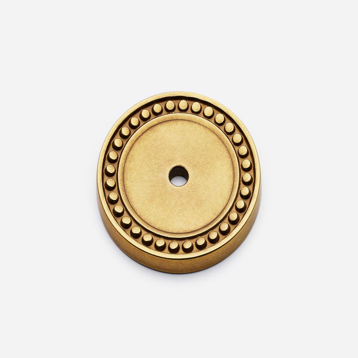 Beaded Round Backplate, 1.5" - Aged Brass (Lacquered)