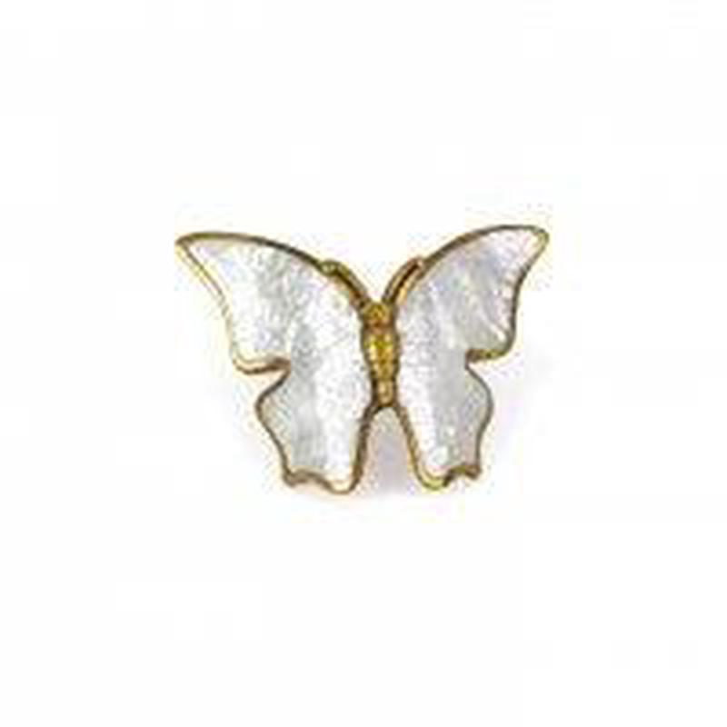 Schaub and Company Pull, White Mother of Pearl Butterfly, 1-1/2" cc 891-PAR