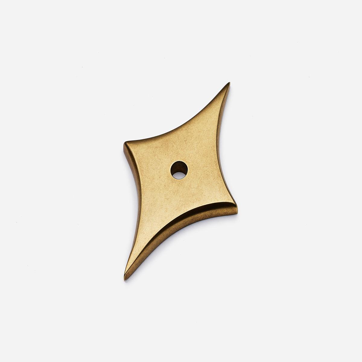 Star Backplate, 4-Point, Tall - Unlacquered Aged Brass