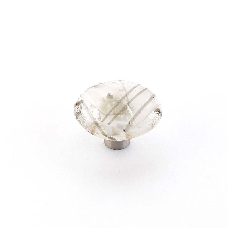 Schaub Knob, Round, White/Grey Confetti, 1-1/2' dia 31-CWG