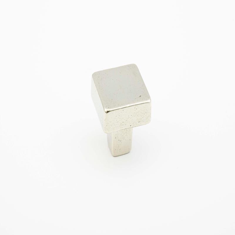 Schaub Knob, Square, Polished White Bronze, 1.25" dia 789-PWB
