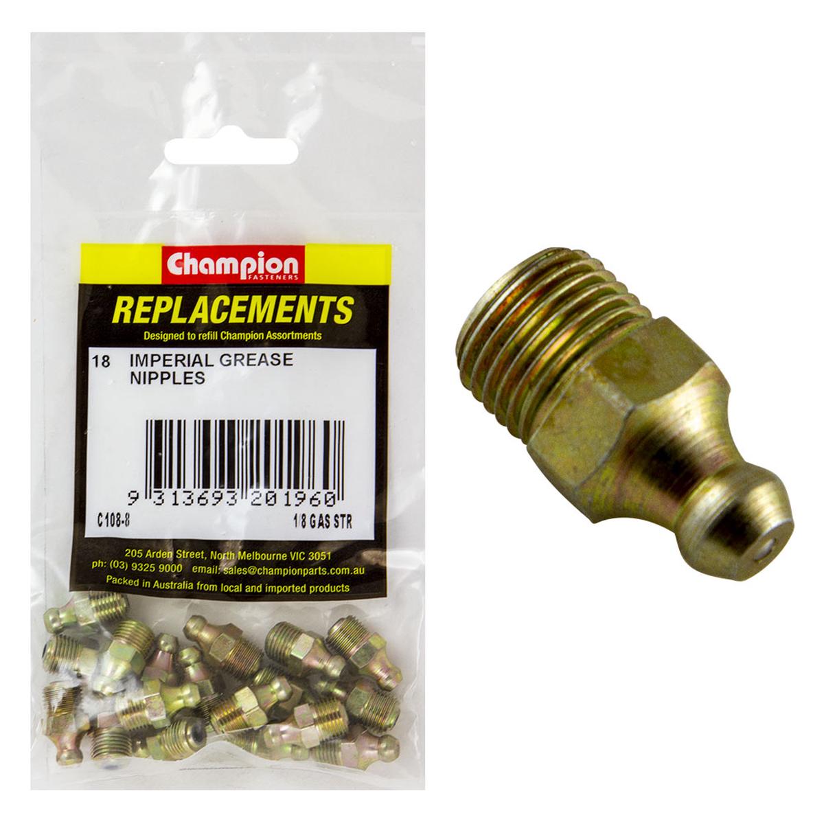Champion 1/4in BSP (Gas) Straight Grease Nipple - 50pk