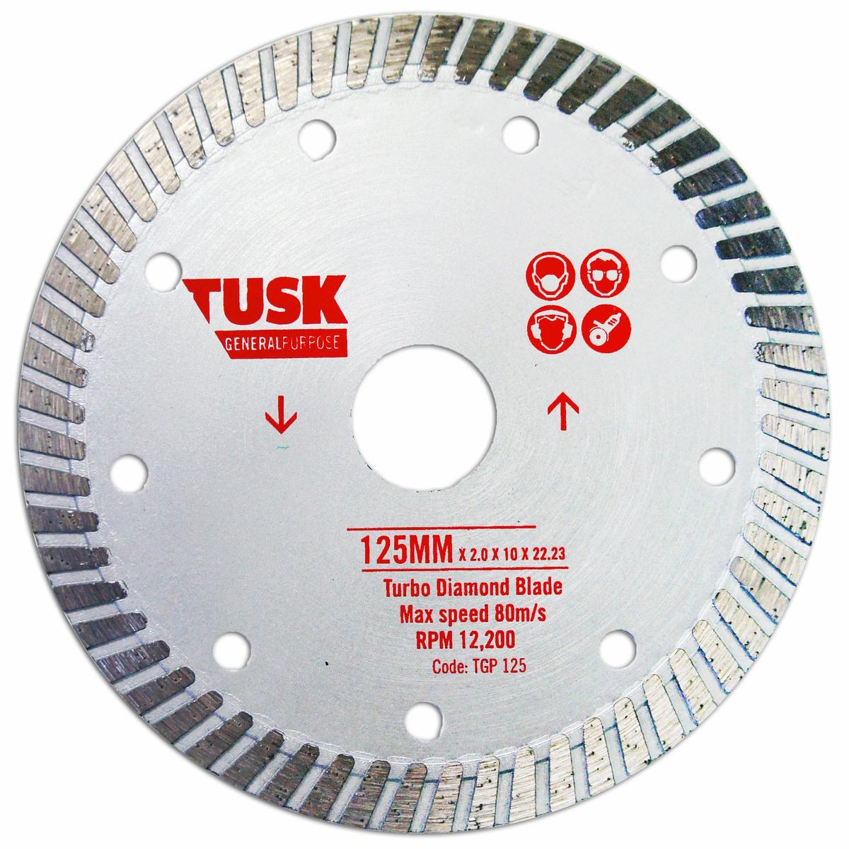 Tusk Turbo General Purpose Blades - 125 X 2.0/1.4 X 10 X 22.23 (22.23/20)