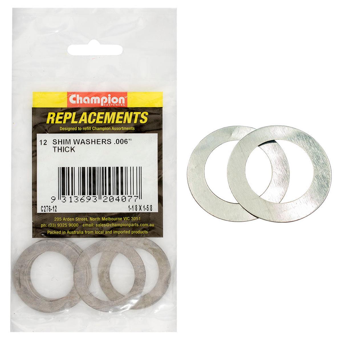 Champion 1-1/8in x 1-5/8in x 0.006in Shim Washer -12pk