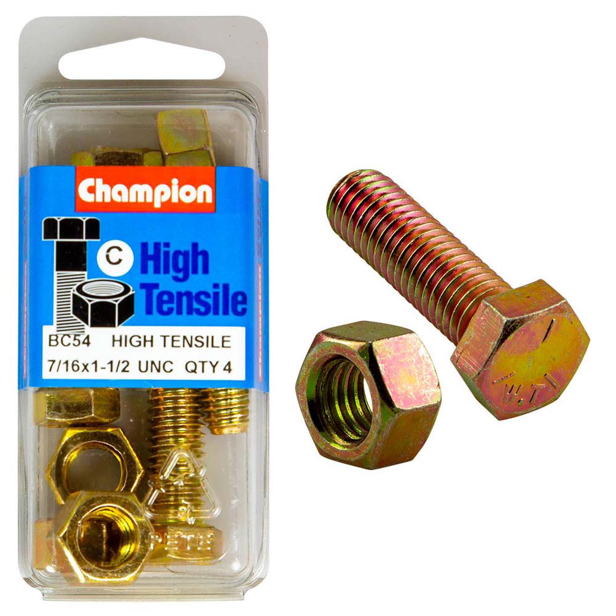 Champion 1-1/2in x 7/16in Set Screw & Nut - GR5