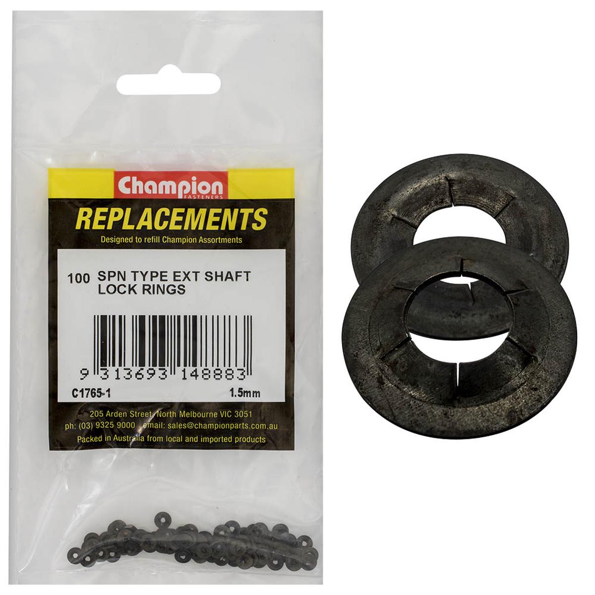 Champion 1.5mm Spn Type External Lock Rings -100pk