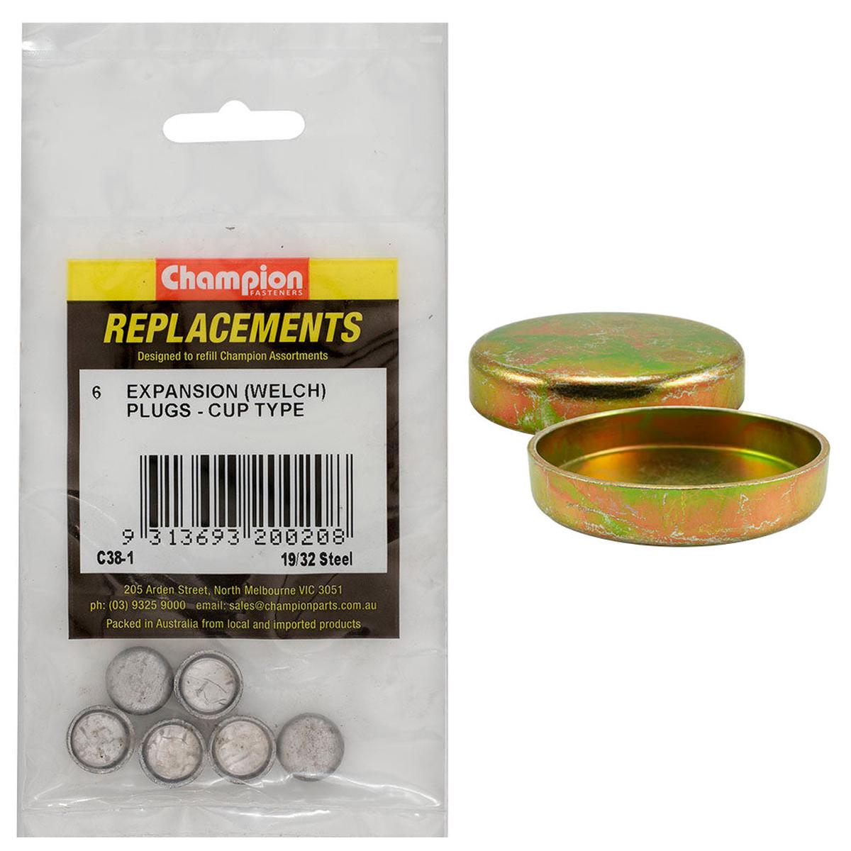 Champion 1 - 3/4in Steel Welsh Plug - 10pk