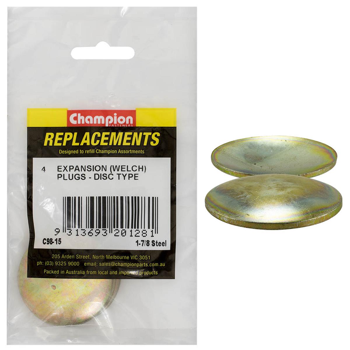 Champion 1-7/8in Expansion (Frost) Plug-Lens/Disc Type- 4pk*