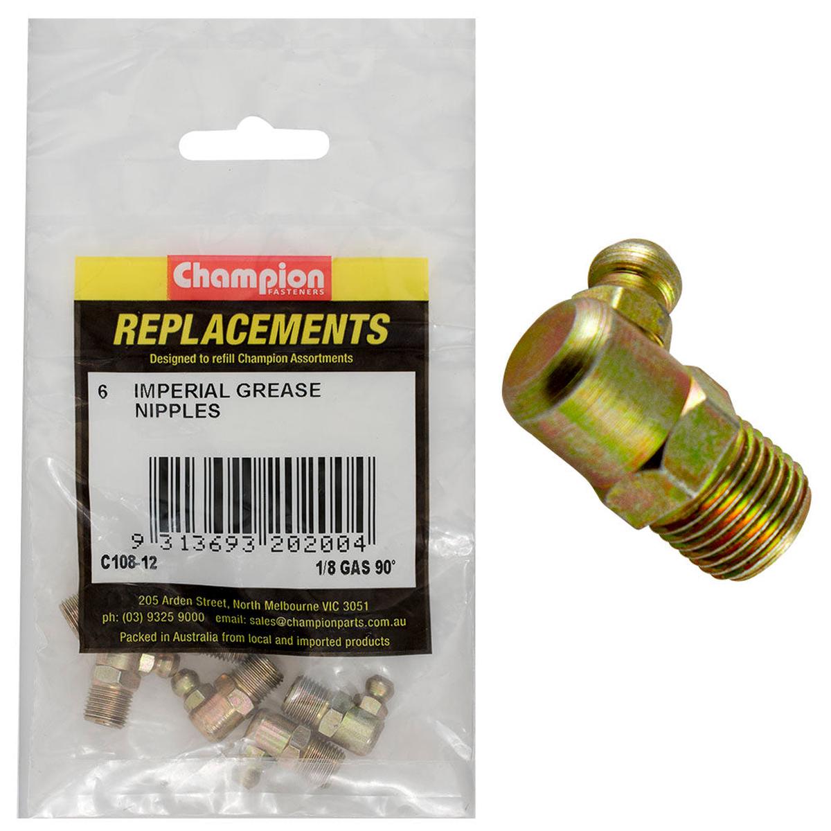Champion 1/8in BSP (Gas) 90Deg. Grease Nipple - 25pk