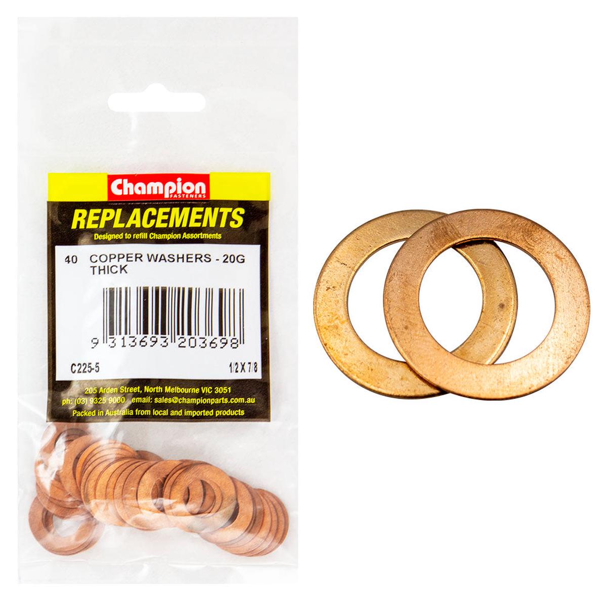 Champion 1/2in x 7/8in x 20G Copper Washer -40pk