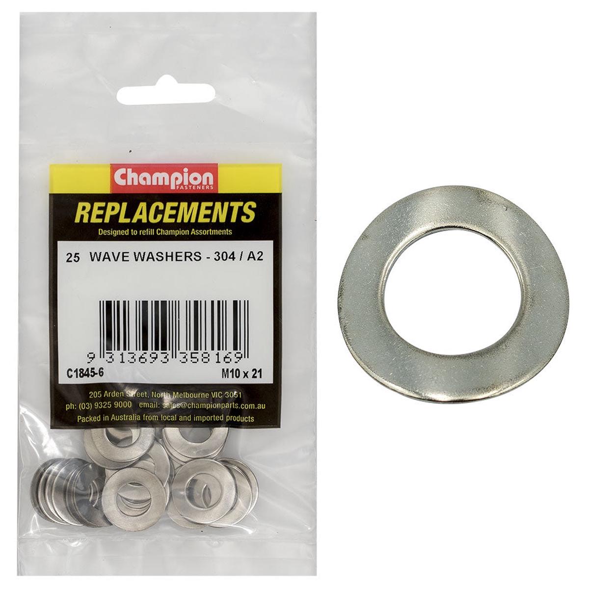 Washer Wave Stainless Steel M10 x 21mm 304/A2 25pk