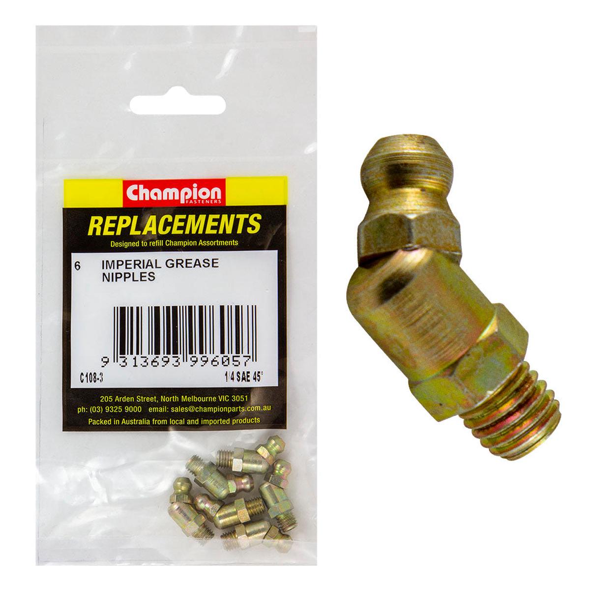 Champion 1/8in BSP (Gas) 45Deg. Grease Nipple - 25pk