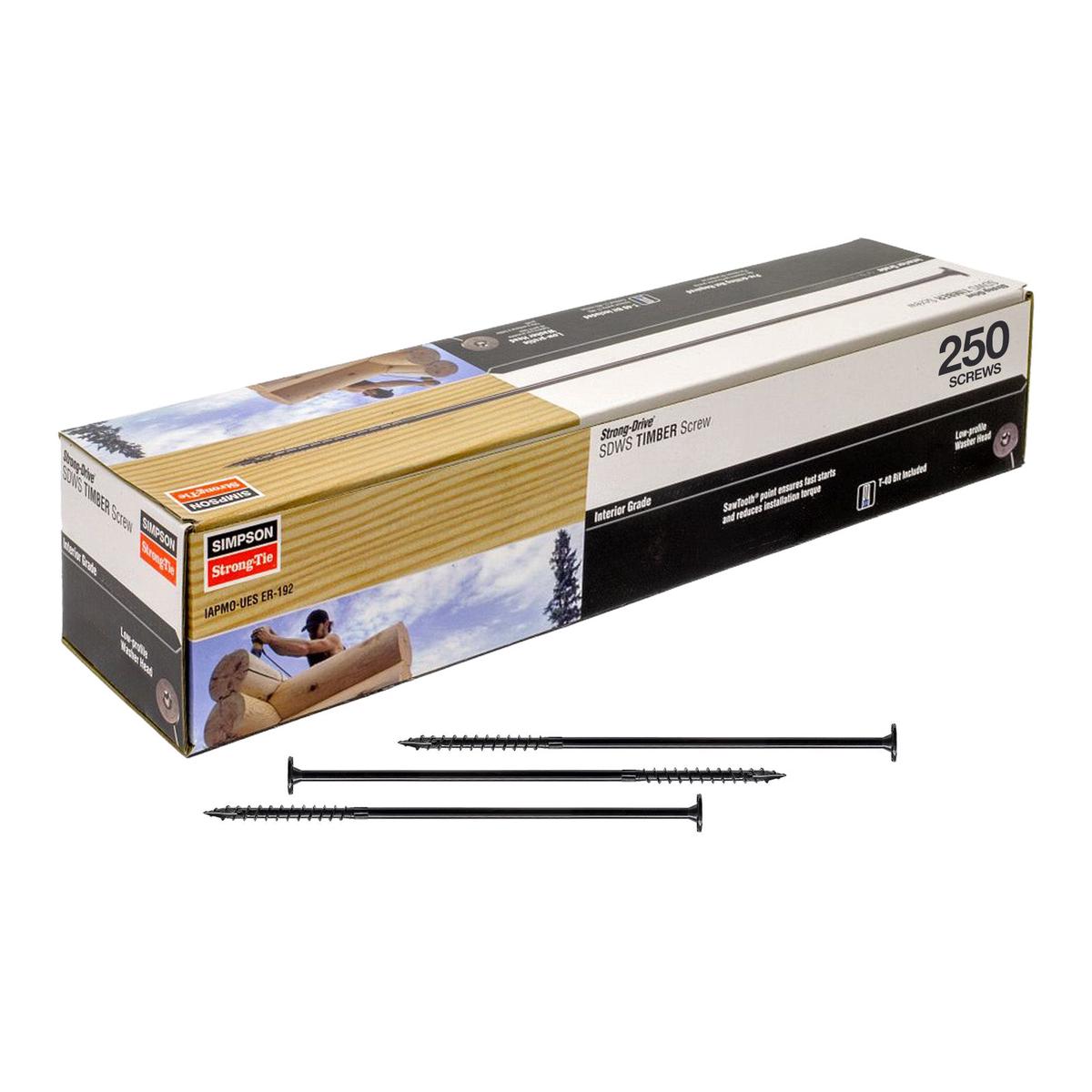0.220" x 8" Strong-Tie SDWS22800 Log Screw, E-Coat, Pkg 250