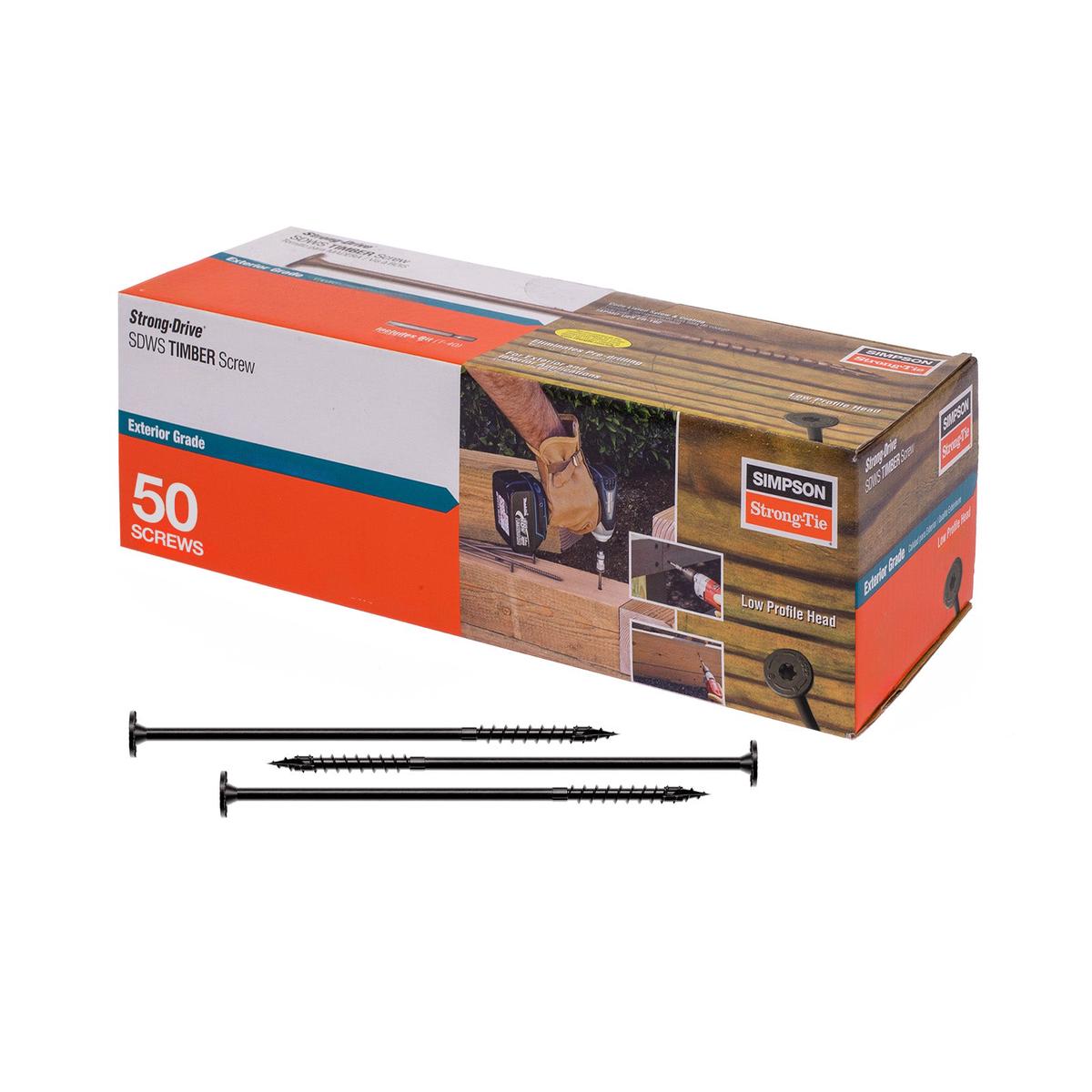 0.220" x 8" Strong-Tie SDWS22800DBB-R50 Timber Screw - Double Barrier Coating, Black | Qty. 50