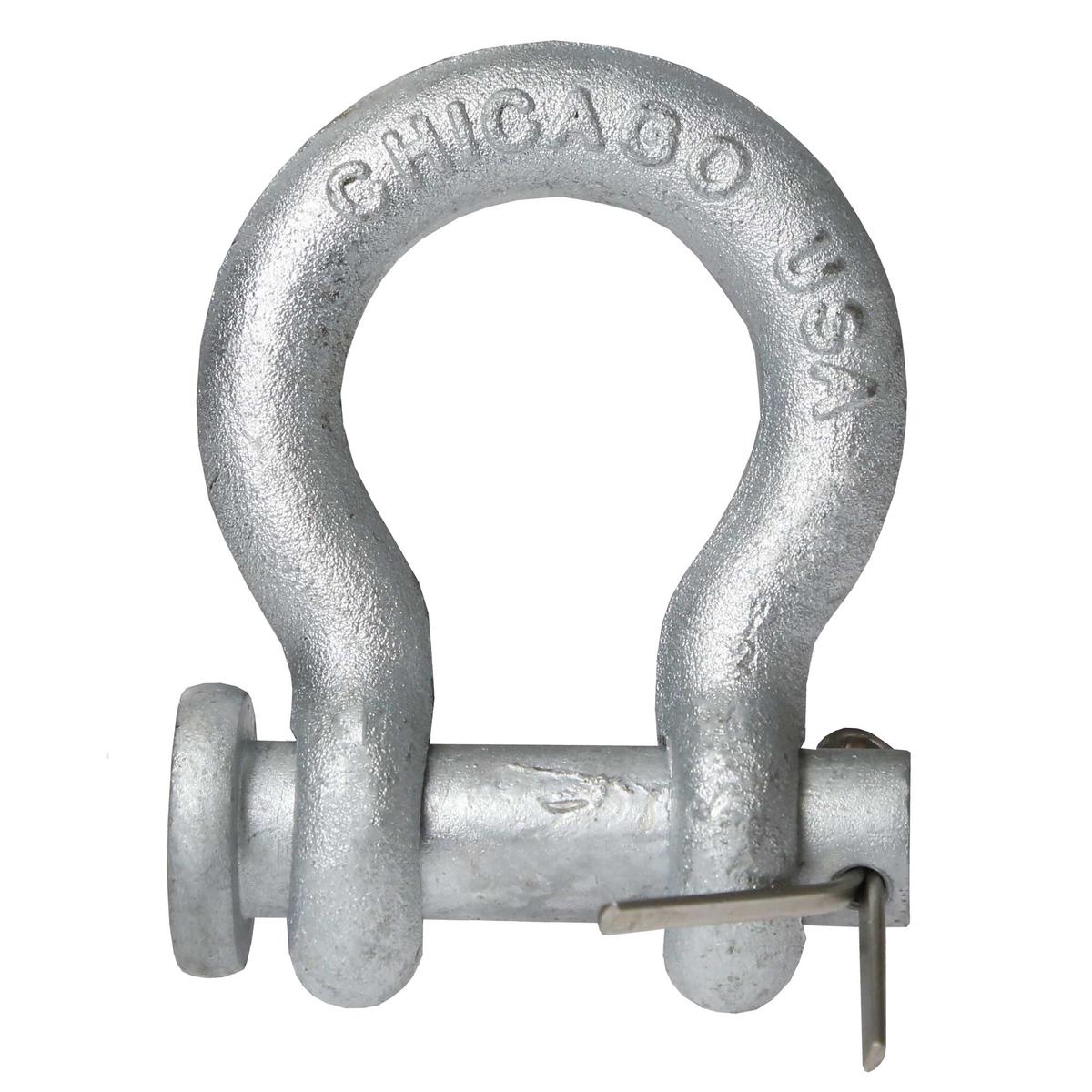 Anchor Shackle - Chicago Hardware - Round Pin - 1/4" Galvanized Steel - .5 Ton