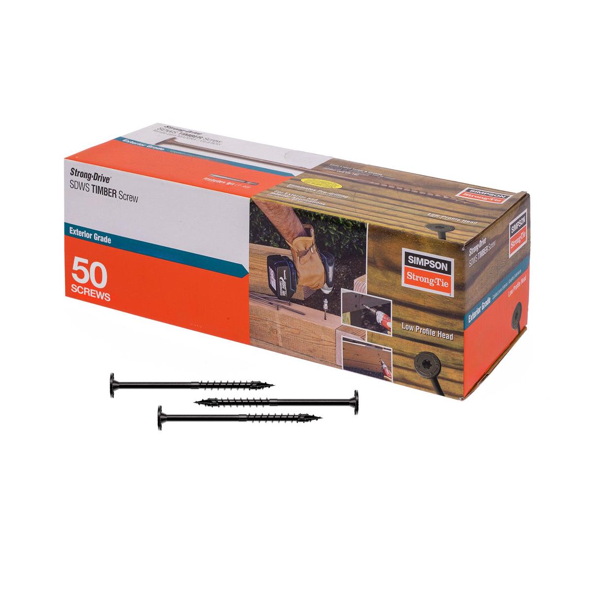 0.220" x 5" Strong-Tie SDWS22500DBB-R50 Timber Screw - Double Barrier Coating, Black | Qty. 50