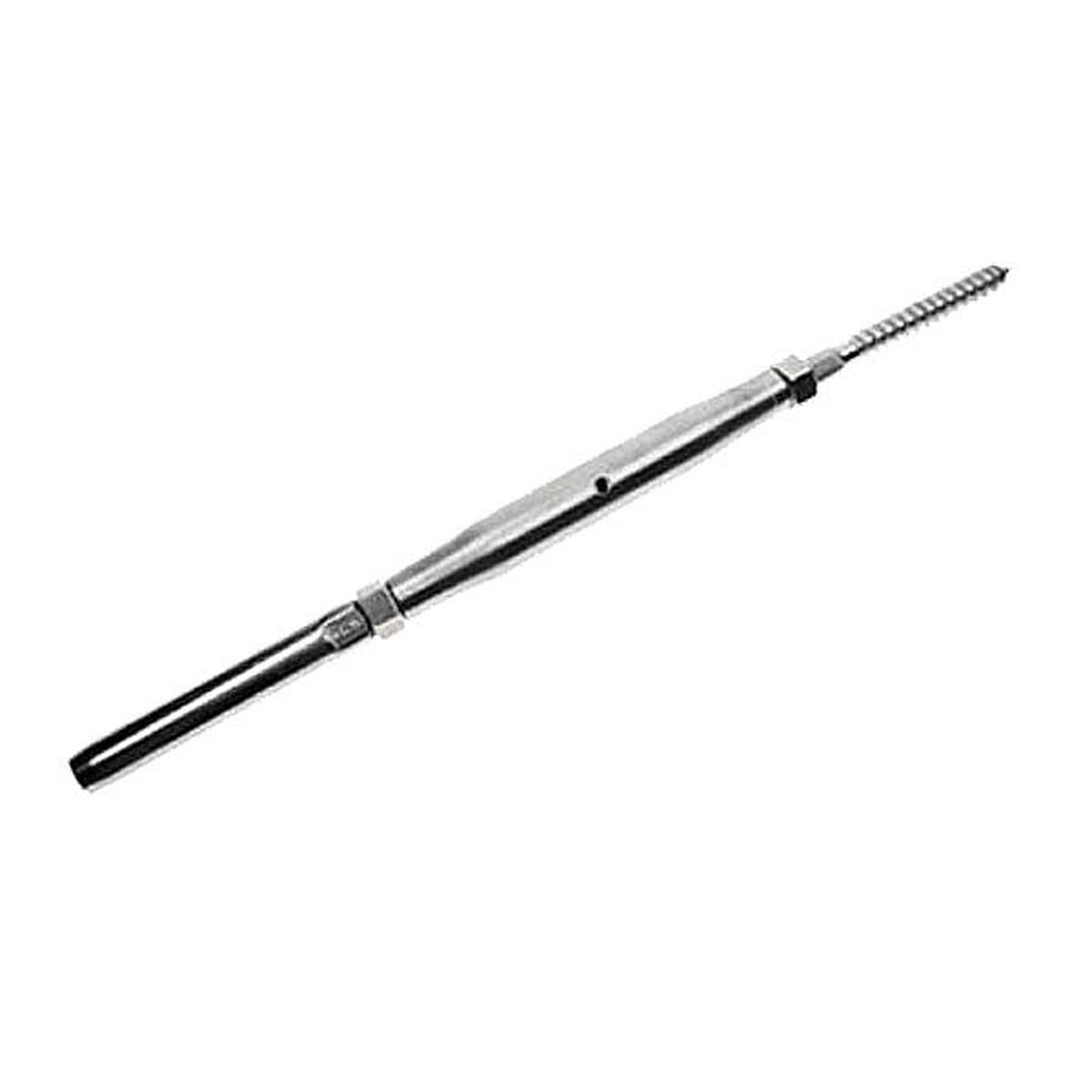 5/16" x 4-3/16" Lag Screw & Swage Stud Stainless Steel Turnbuckle | 3/16" Cable