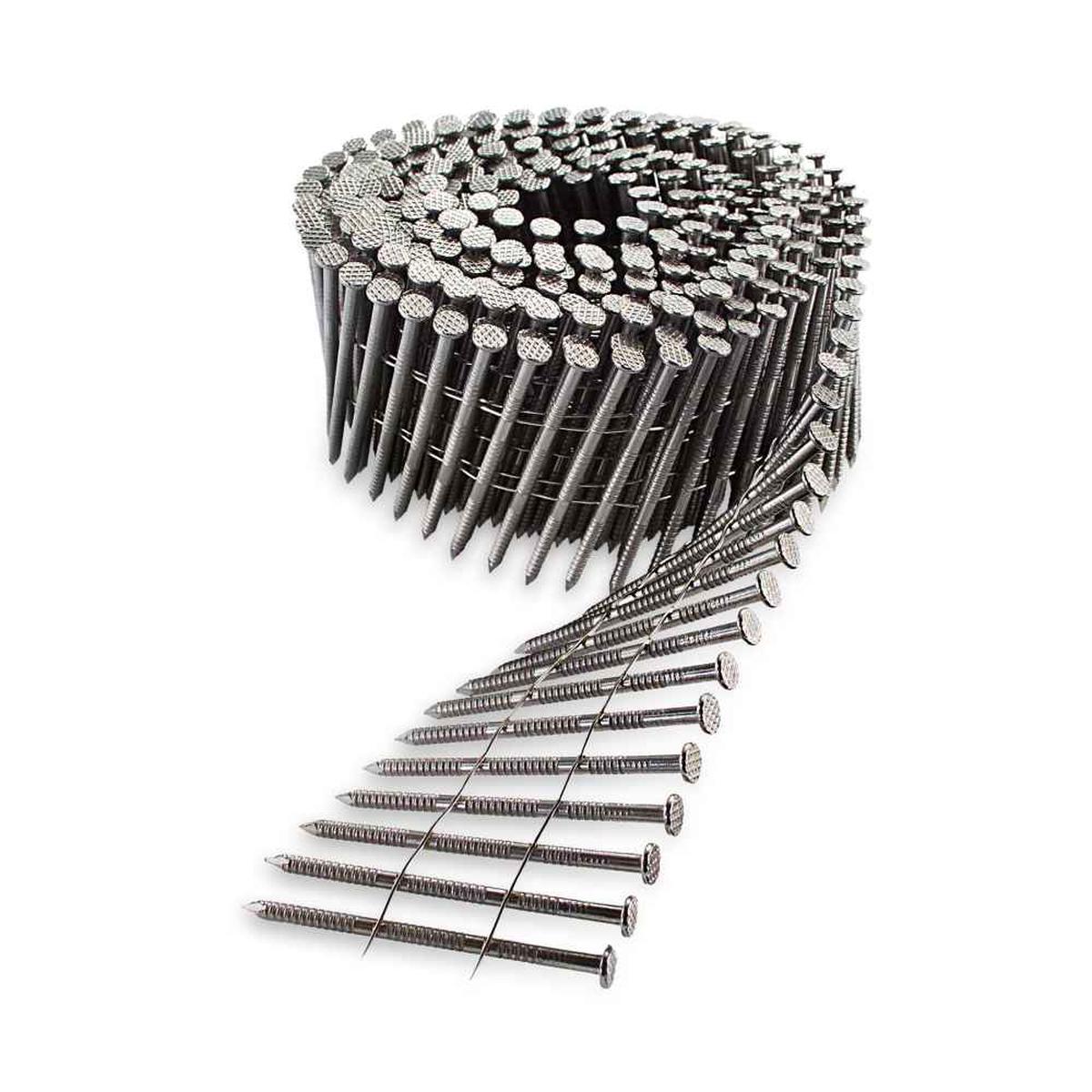 .099" x 1-3/4" 304 Stainless Steel 15 Degree Wire Coil Ring Shank Decking/Framing Nail - Pkg 3600
