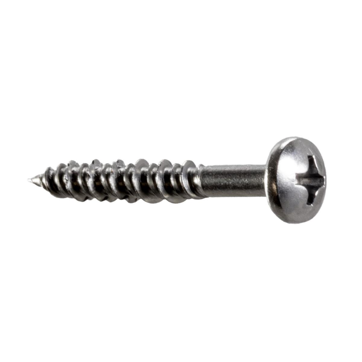 #8 x 1-1/2" Pan Head Marine Screw with Teeth - 316 Stainless Steel, Pkg 100