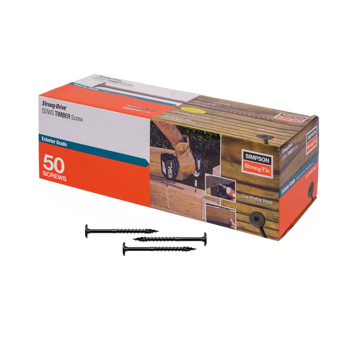 0.220" x 4" Strong-Tie SDWS22400DBB-R50 Timber Screw - Double Barrier Coating, Black | Qty. 50