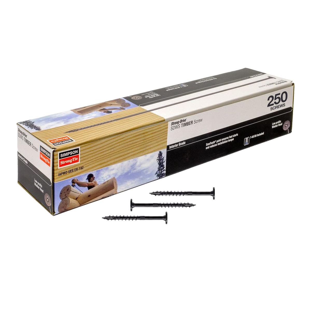 0.220" x 4" Strong-Tie SDWS22400 Log Screw - E-Coat, Pkg 250