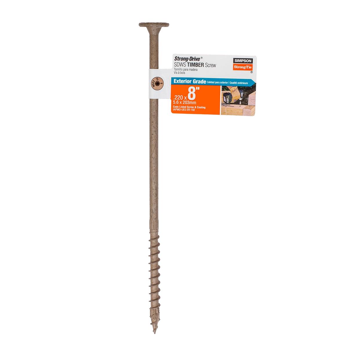 0.220" x 8" Strong-Tie SDWS22800DB-RP1 Timber Screw - Double Barrier Coating, Tan | Qty. 1