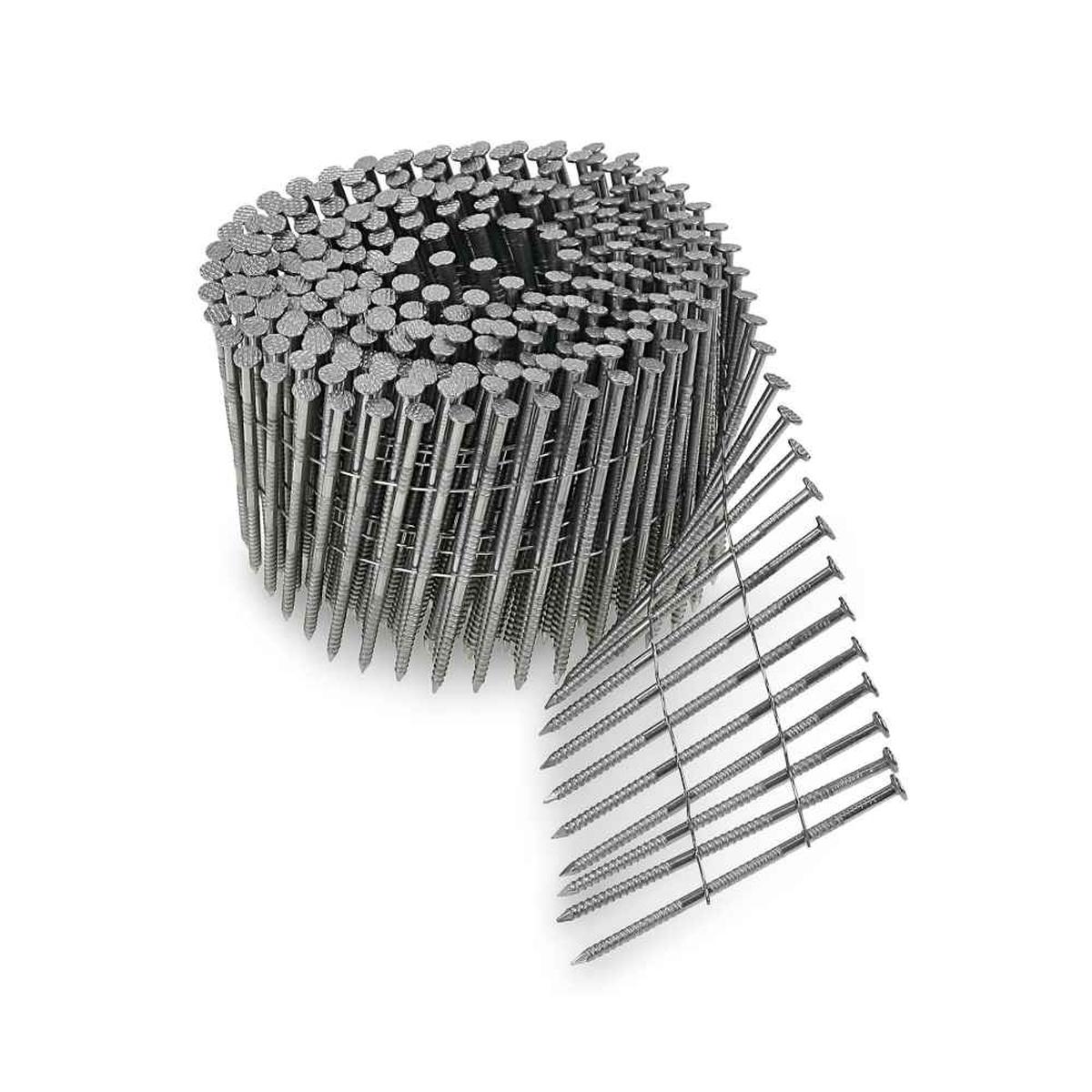 1-1/4" x 0.221" - 15 Wire Coil Ring Shank Roofing Nails - 316 Stainless Steel, Pkg 1,800