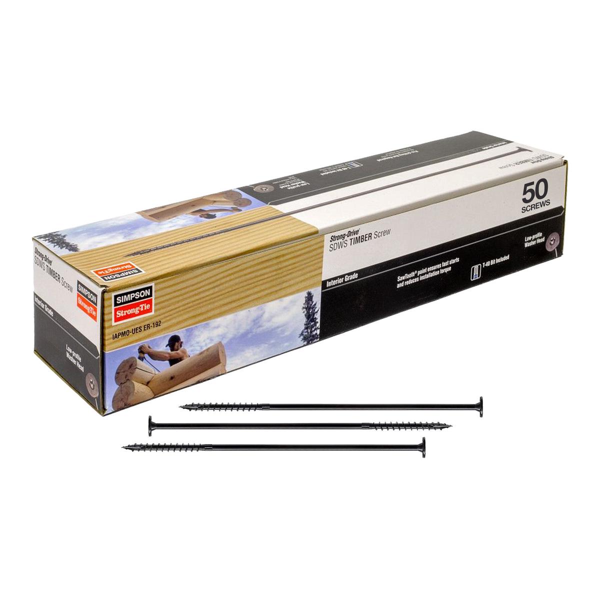 0.195" x 10" Strong-Tie SDWS19100-R50 Log Screw - E-Coat, Pkg 50