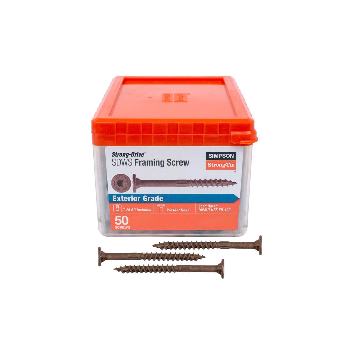 0.160" x 2-1/2" Strong-Tie SDWS16212QR50 Framing Screw, Quik Guard Coating, Pkg 50