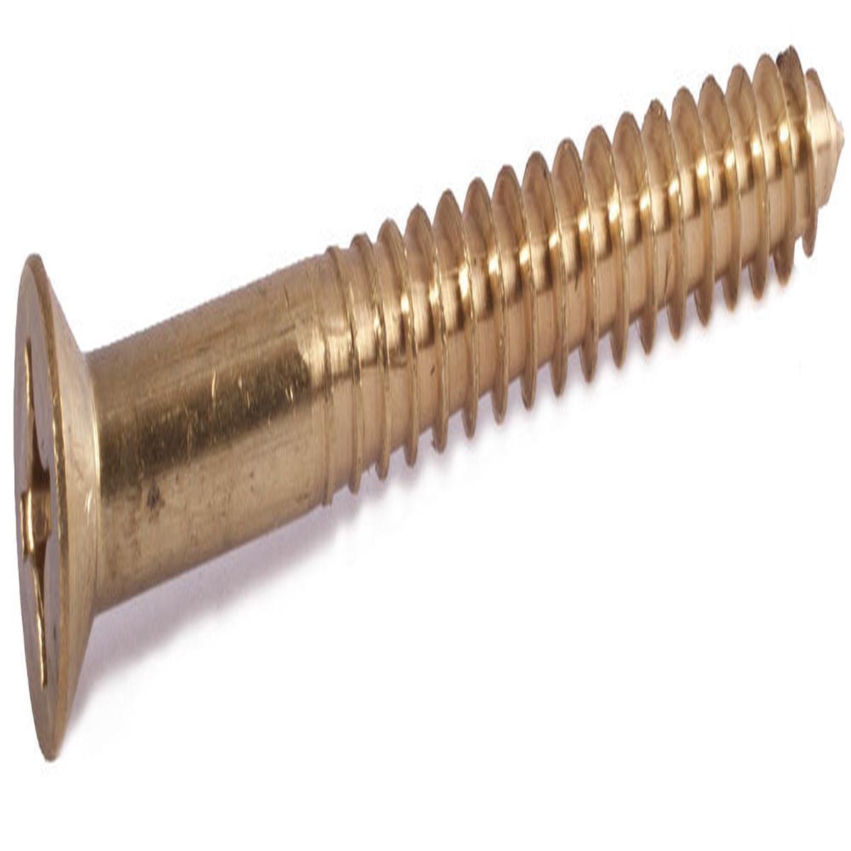 10 x 2 Phillips Flat Wood Screw Brass