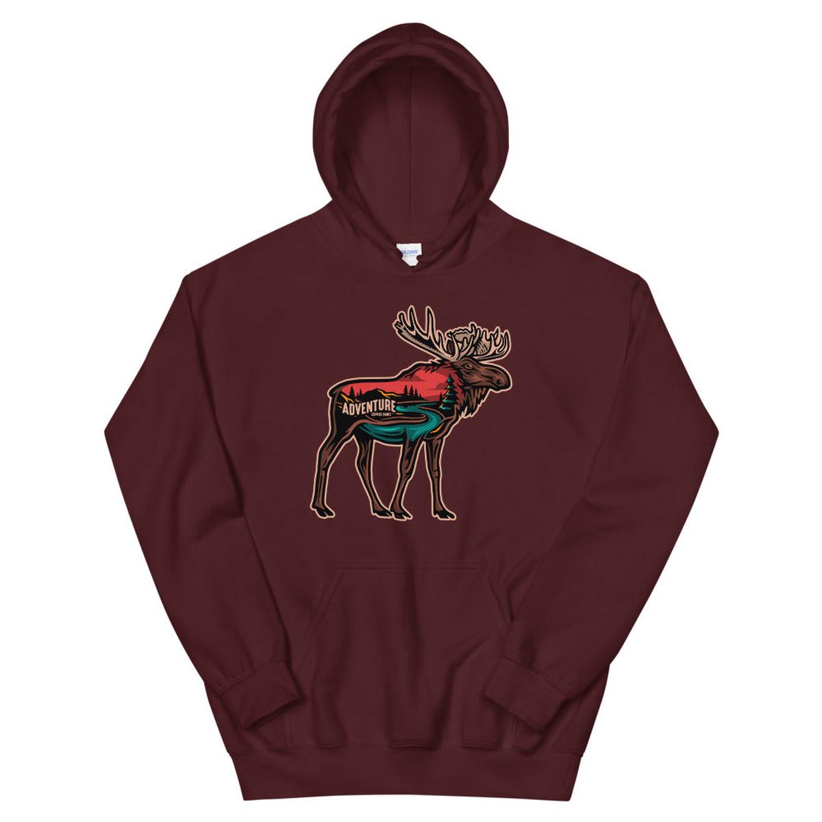Adventure Moose Hoodie - Maroon | M