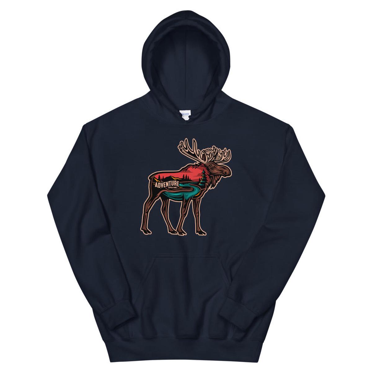 Adventure Moose Hoodie - Navy | 3XL