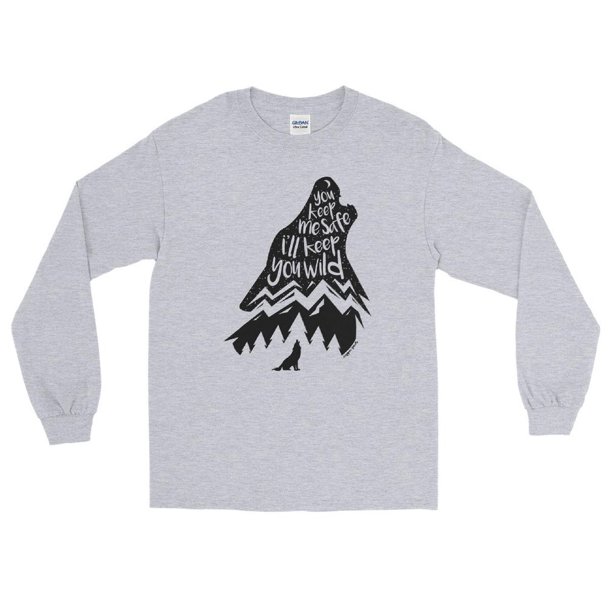 Wild Wolf Long Sleeve Shirt - Sport Grey | 5XL
