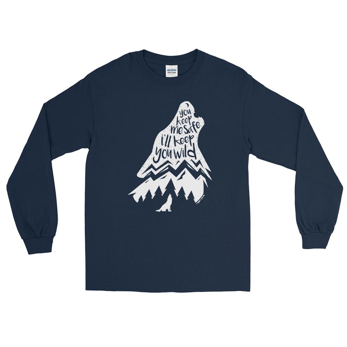 Wild Wolf Long Sleeve Shirt - Navy | 4XL
