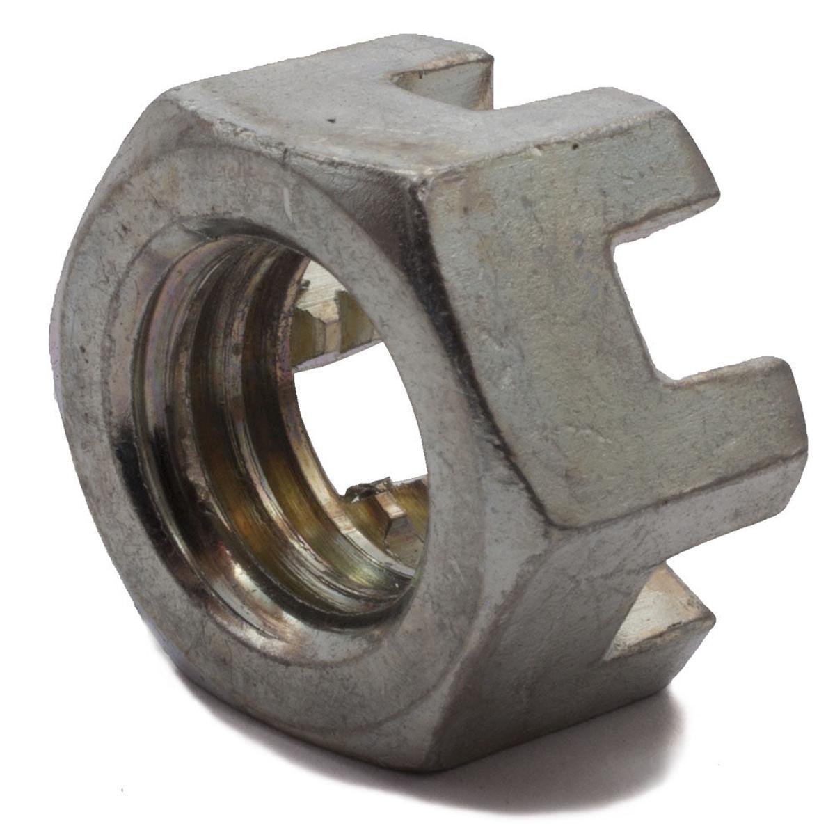 1 1/8-12 Slotted Hex Nut Zinc Plated