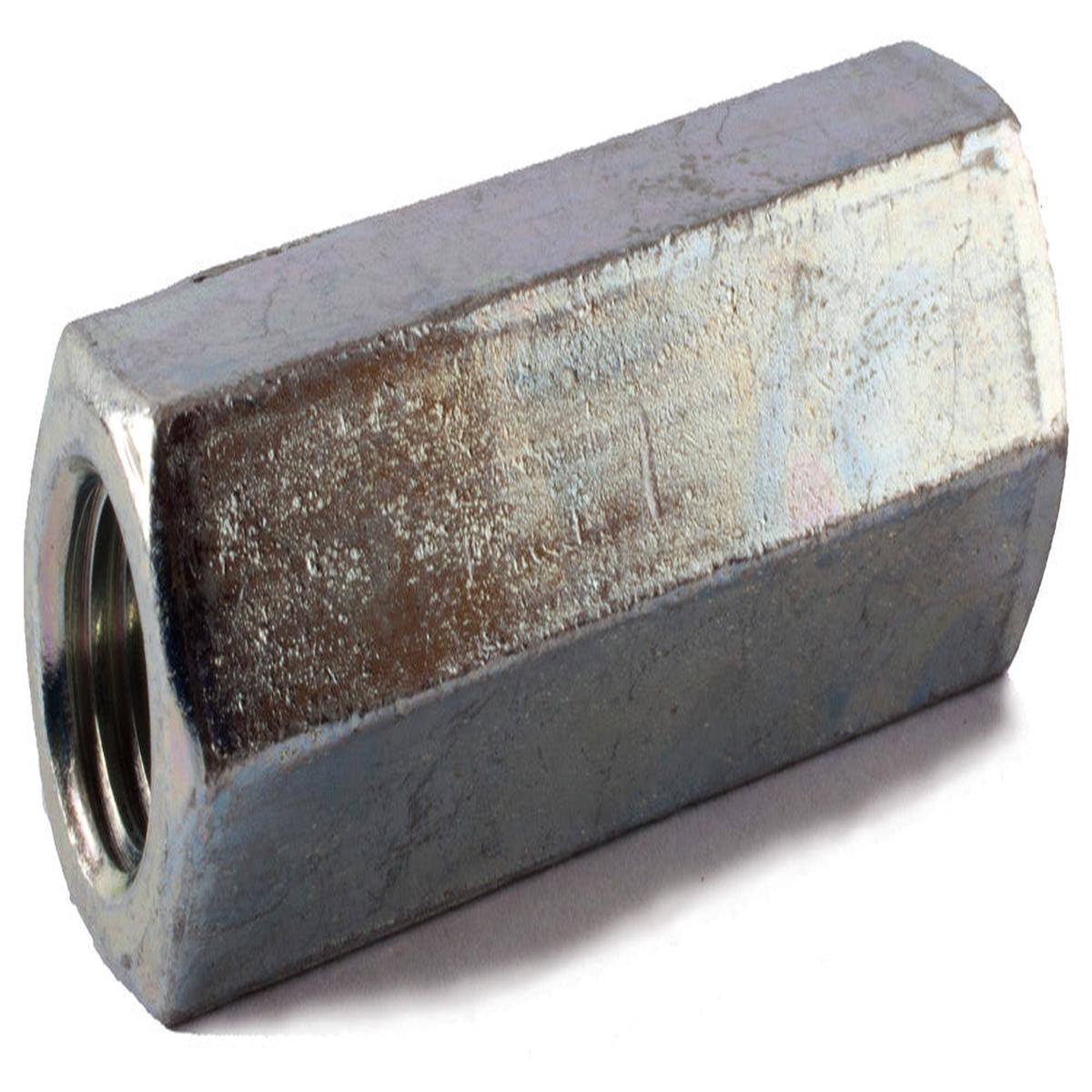 1 1/8-7 x 1 1/2 x 3 A563 Grade A Hex Coupling Nut ZInc Plated