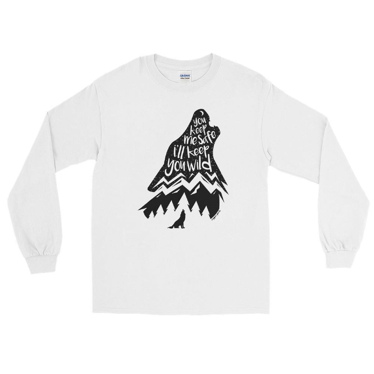 Wild Wolf Long Sleeve Shirt - White | 3XL