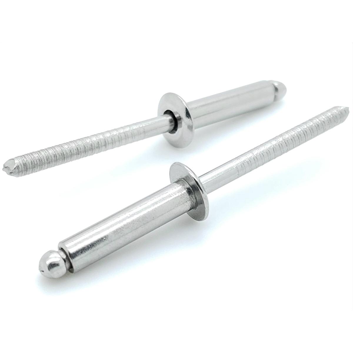 304 Stainless Steel Blind Rivets Bulk (#6-10) 3/16" Diameter x 5/8" Grip, 1000 Qty (BCP471)