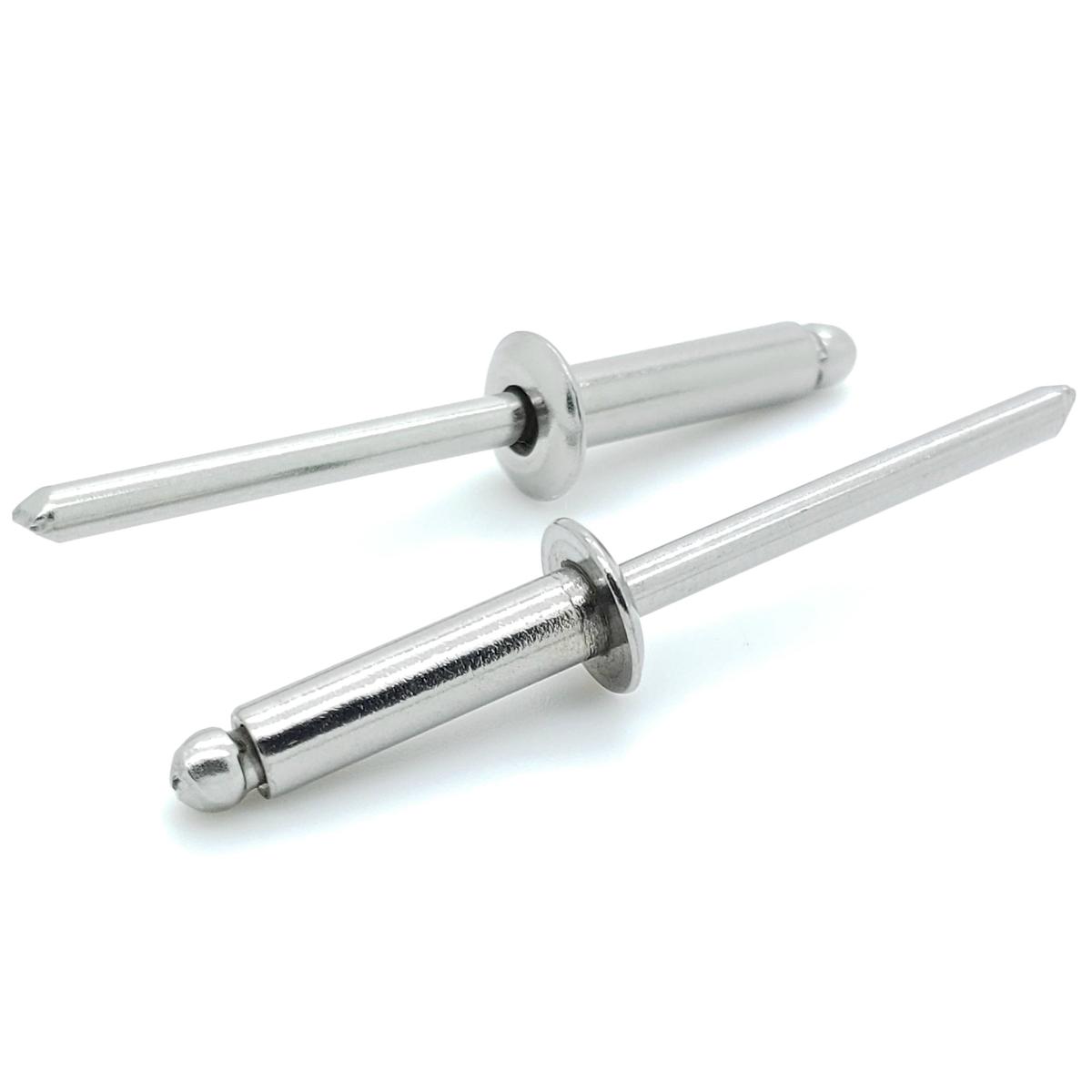 304 Stainless Steel Blind Rivets Bulk (#6-8) 3/16" Diameter x 1/2" Grip, 1000 Qty (BCP470)