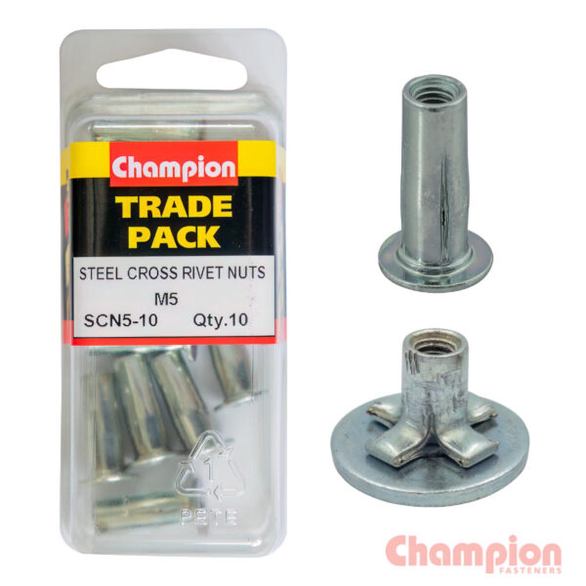 Champion - M5 Steel Cross Rivet Nuts - 50 Pack | SCN5-50