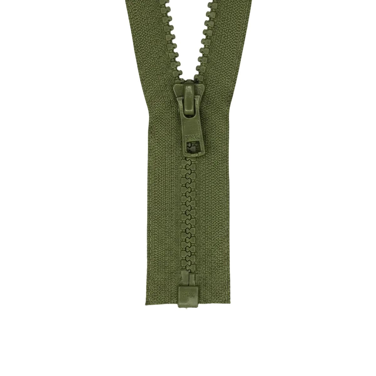 YKK VISLON #5VS Plastic One-Way Open End Zipper  Olive 566 (9 Sizes)