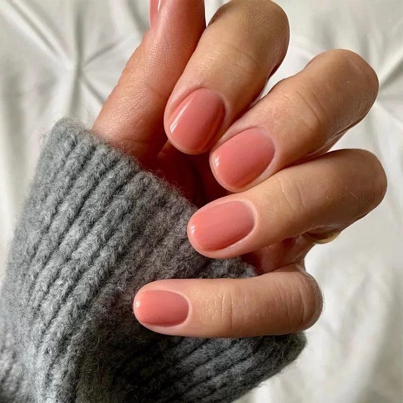 All Done Short Squoval Pink Glossy Press On Nails
