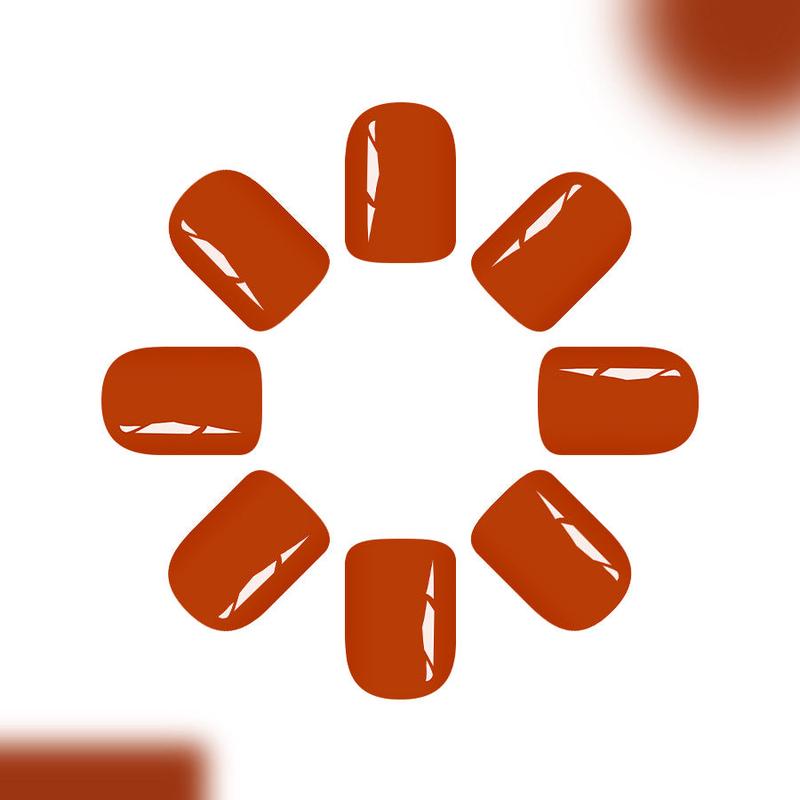 Autumn Vibe Short Square Glossy Rust Press On Nail Set with Unique Shine Finish