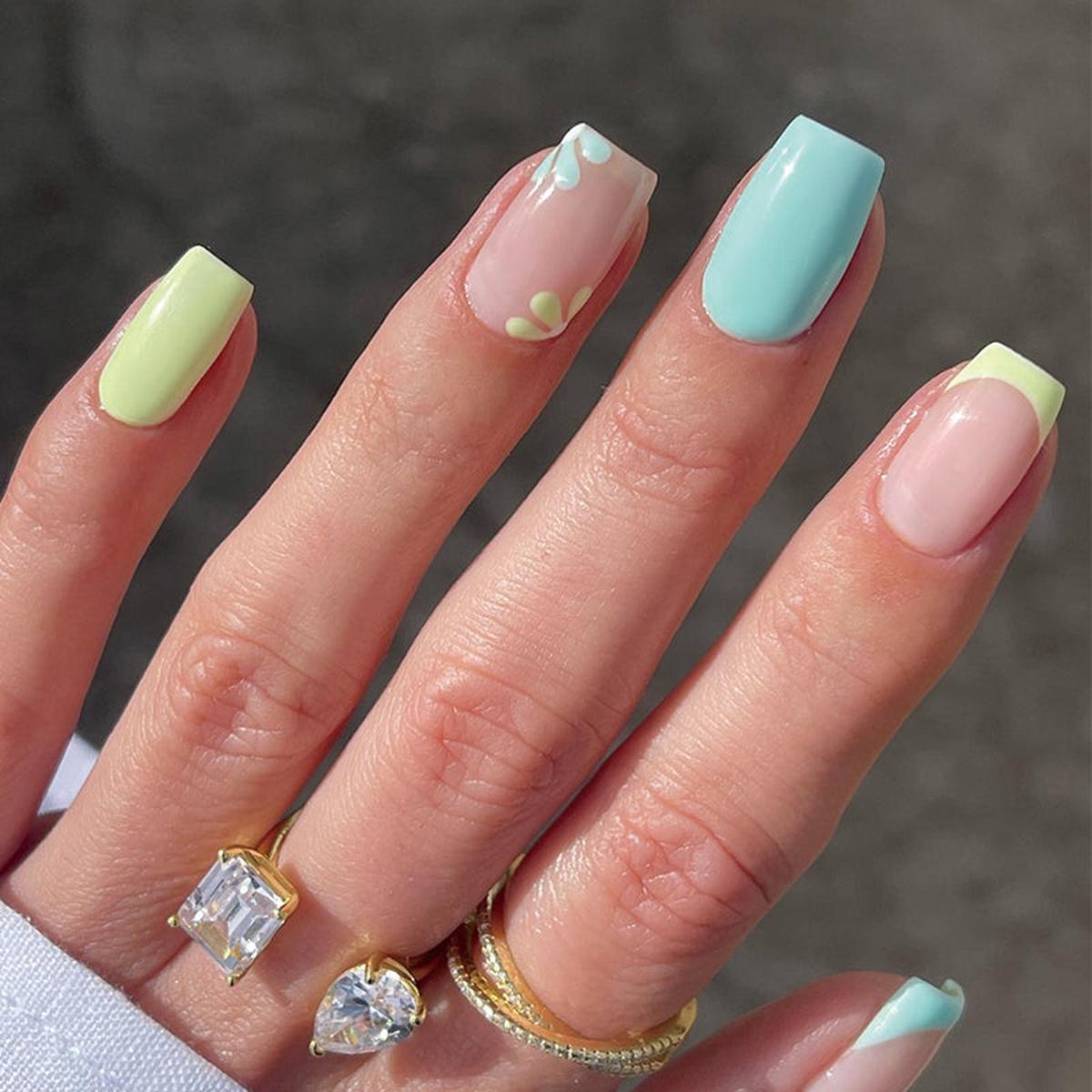According To Plan Short Square Pink Beach Press On Nails