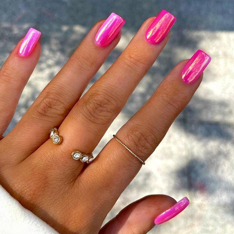 A Trained Eye Medium Square Pink Bold Press On Nails
