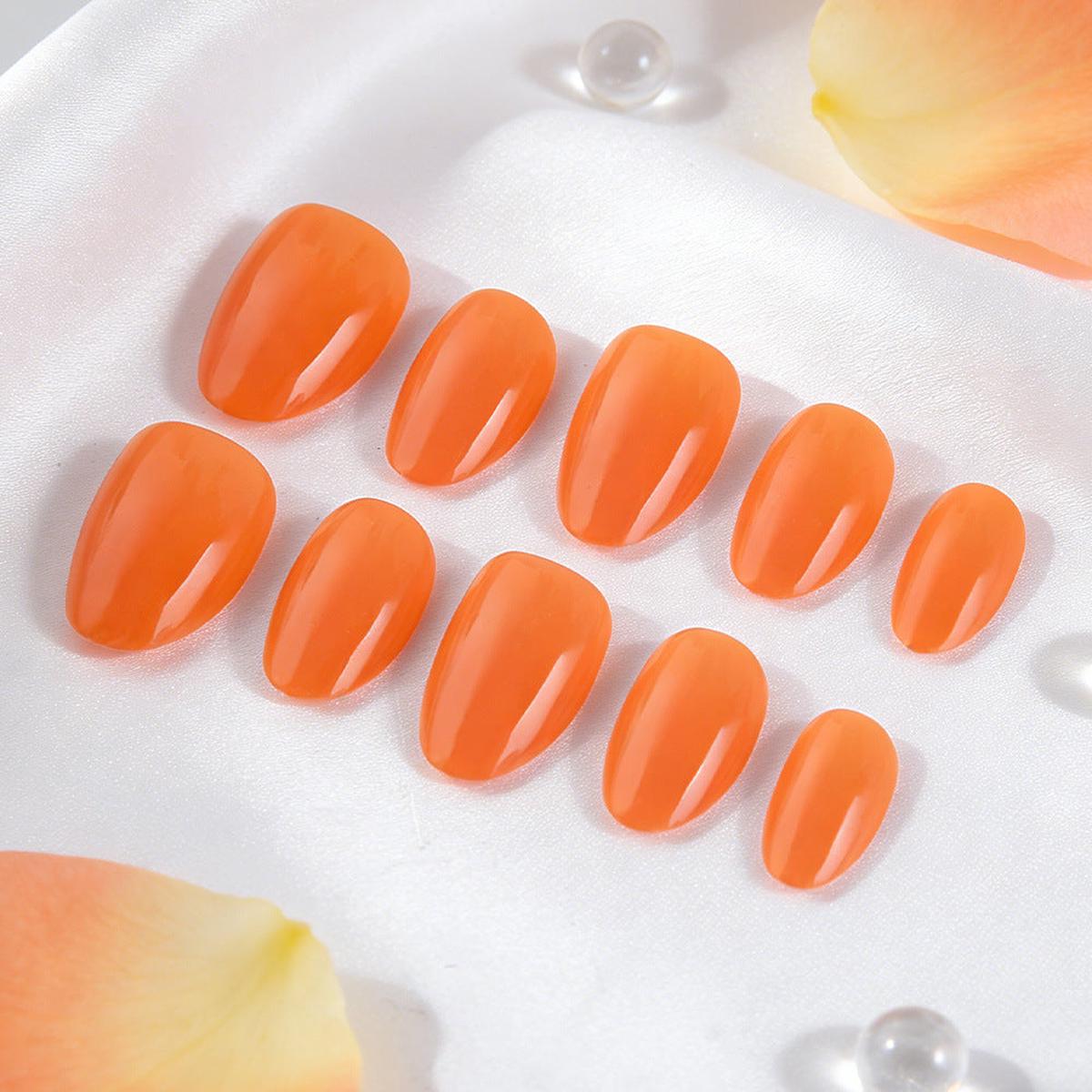 Tropical Sunset Short Oval Orange Press On Nail Set with Glossy Finish